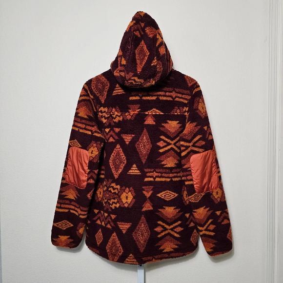 THE NORTH FACE Women's Campshire Pullover Hoodie Deep Garnet Red Geo Print Sz S - Picture 2 of 13
